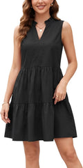 Kuraki Women's Cute Sleeveless RIC Rac Trim Tiered Striped Dress