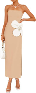 ZESICA Womens Summer Cocktail Strapless Bodycon Maxi Dress | Backless, Floral Tube Dress, Formal Long Dress, Wedding Guest Dress, Party Dress for Women