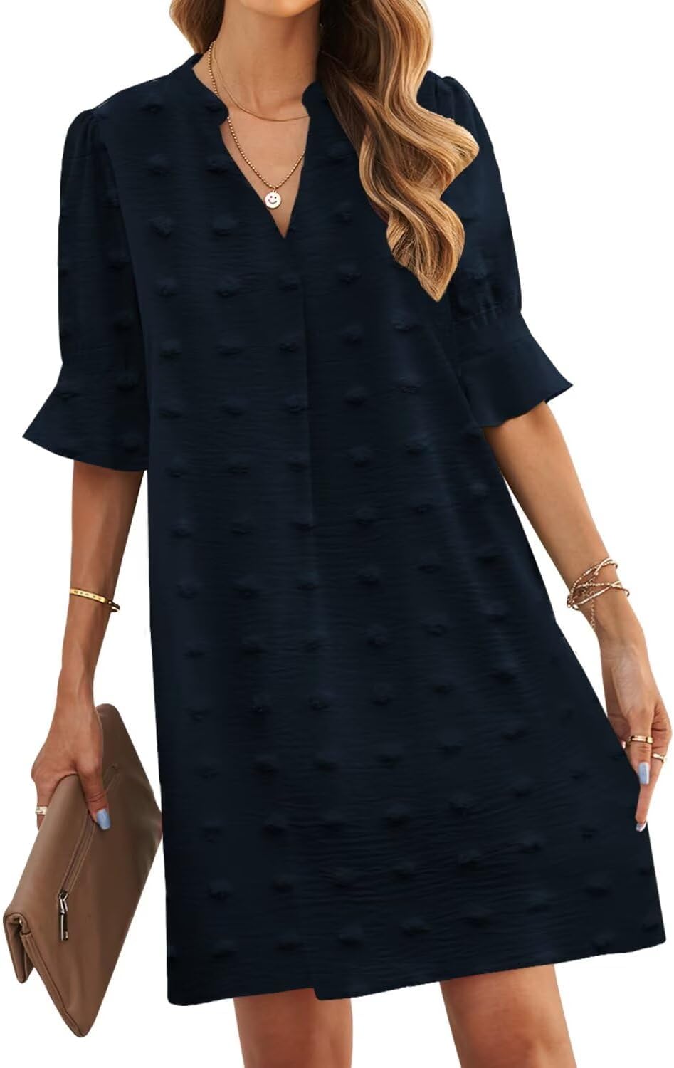 JOCAFIYE Womens Dresses Summer 2026 V-Neck Short Sleeve Dress Shift Dress | Ruffle Short Sleeve, V Neck,Shift Dresses, Floral Print,Mini Short Casual Dress for Graduation Party Date Night Teacher