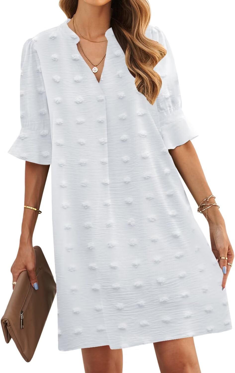 JOCAFIYE Womens Dresses Summer 2026 V-Neck Short Sleeve Dress Shift Dress | Ruffle Short Sleeve, V Neck,Shift Dresses, Floral Print,Mini Short Casual Dress for Graduation Party Date Night Teacher
