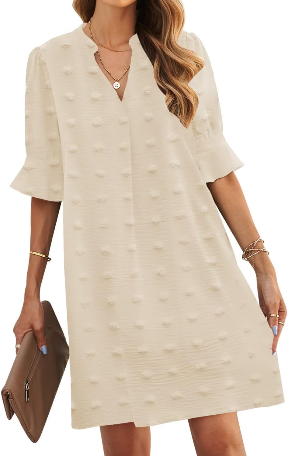 JOCAFIYE Womens Dresses Summer 2026 V-Neck Short Sleeve Dress Shift Dress | Ruffle Short Sleeve, V Neck,Shift Dresses, Floral Print,Mini Short Casual Dress for Graduation Party Date Night Teacher