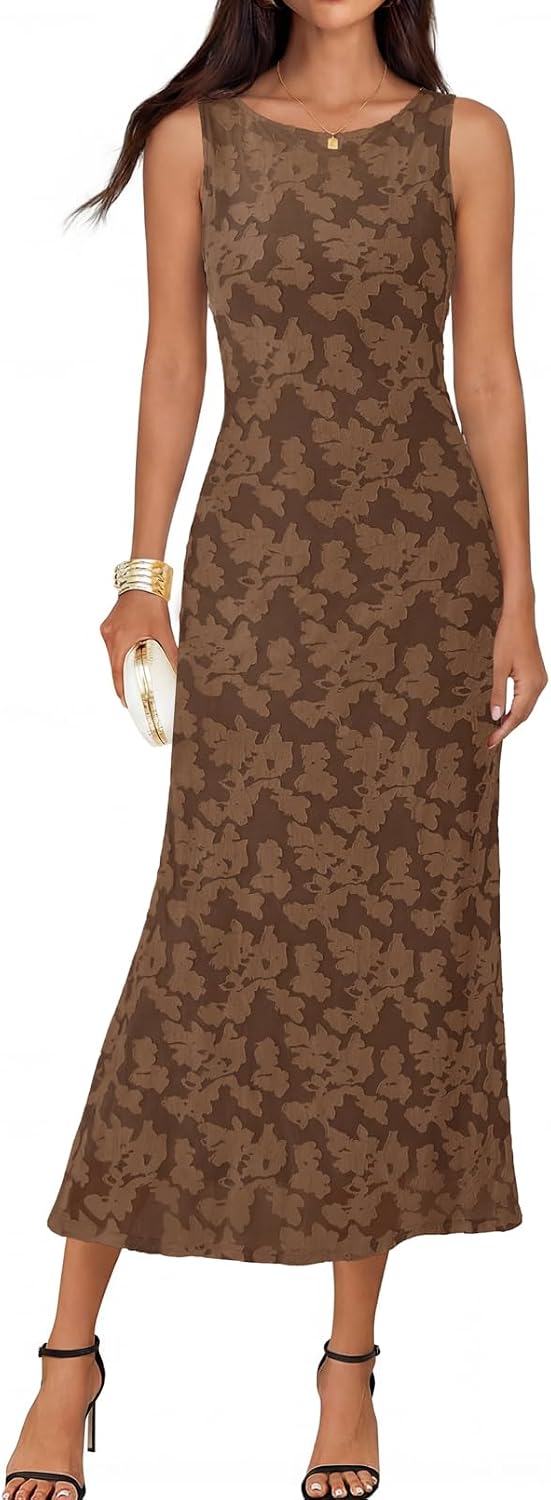 MEROKEETY Womens Summer Floral Elegant Bodycon Maxi Dress | Sleeveless, Mermaid, Lined, Tie Waist, Formal Elegant, Bridal Shower, Wedding Guest, Cocktail, Party, Prom, Long Dress 2026