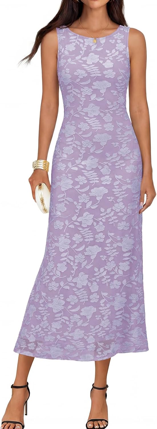 MEROKEETY Womens Summer Floral Elegant Bodycon Maxi Dress | Sleeveless, Mermaid, Lined, Tie Waist, Formal Elegant, Bridal Shower, Wedding Guest, Cocktail, Party, Prom, Long Dress 2026