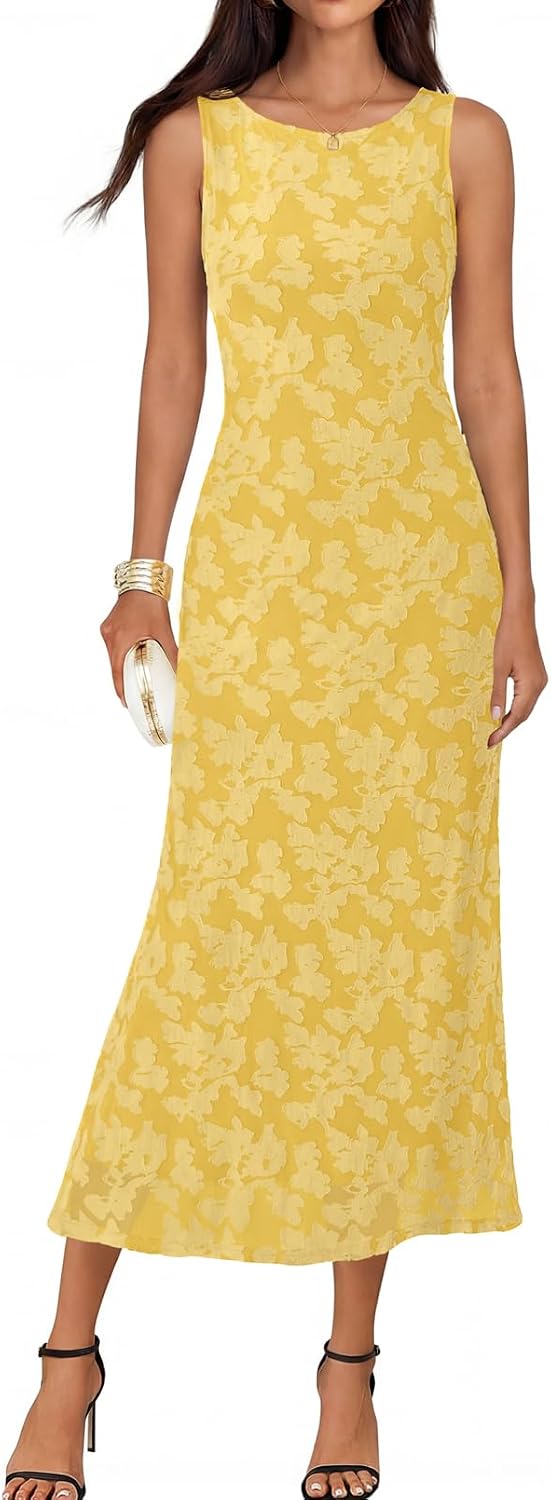 MEROKEETY Womens Summer Floral Elegant Bodycon Maxi Dress | Sleeveless, Mermaid, Lined, Tie Waist, Formal Elegant, Bridal Shower, Wedding Guest, Cocktail, Party, Prom, Long Dress 2026