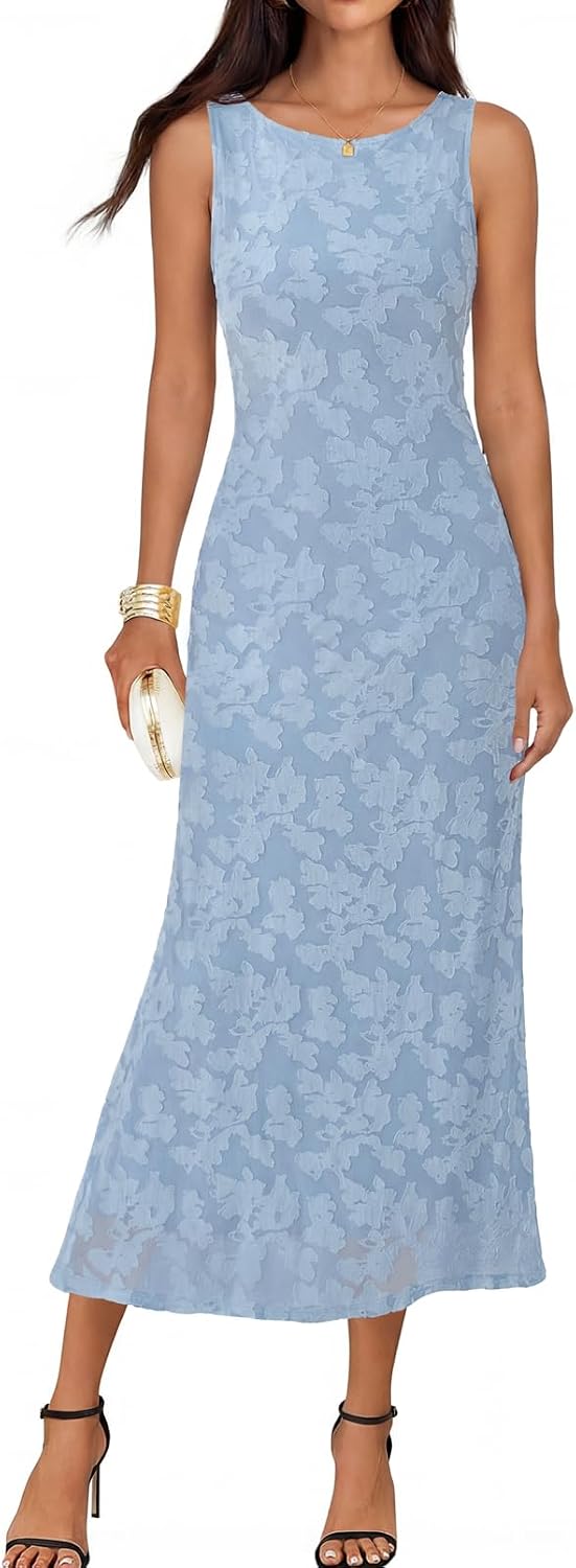 MEROKEETY Womens Summer Floral Elegant Bodycon Maxi Dress | Sleeveless, Mermaid, Lined, Tie Waist, Formal Elegant, Bridal Shower, Wedding Guest, Cocktail, Party, Prom, Long Dress 2026