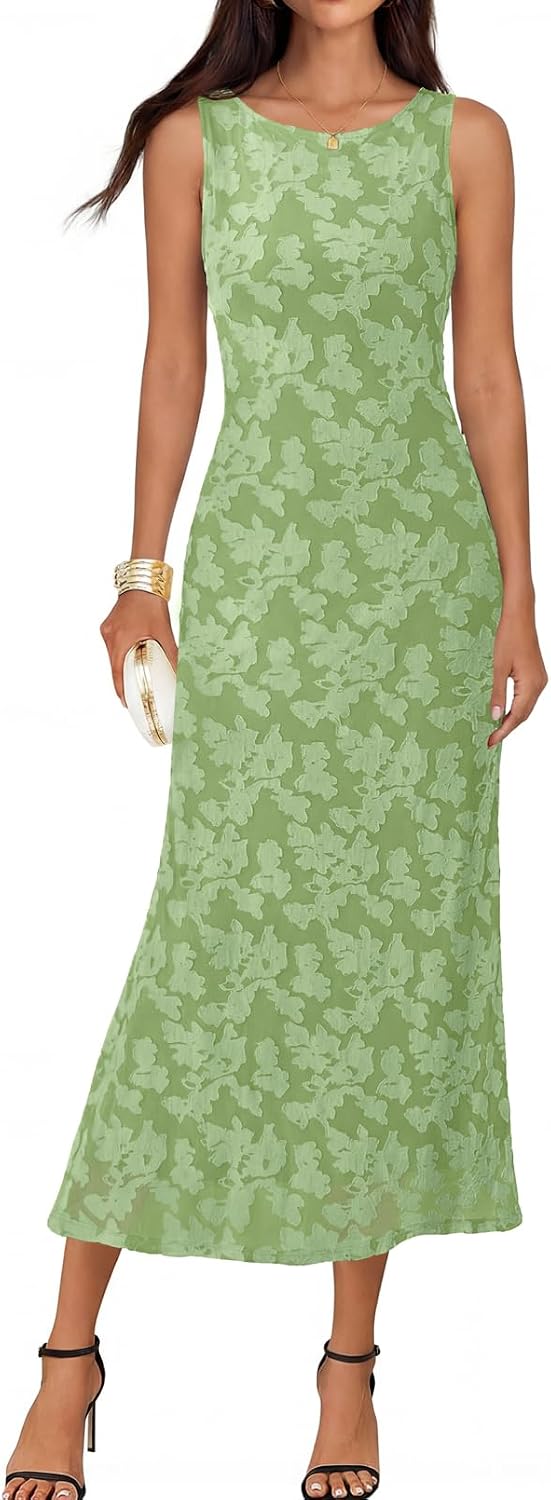 MEROKEETY Womens Summer Floral Elegant Bodycon Maxi Dress | Sleeveless, Mermaid, Lined, Tie Waist, Formal Elegant, Bridal Shower, Wedding Guest, Cocktail, Party, Prom, Long Dress 2026