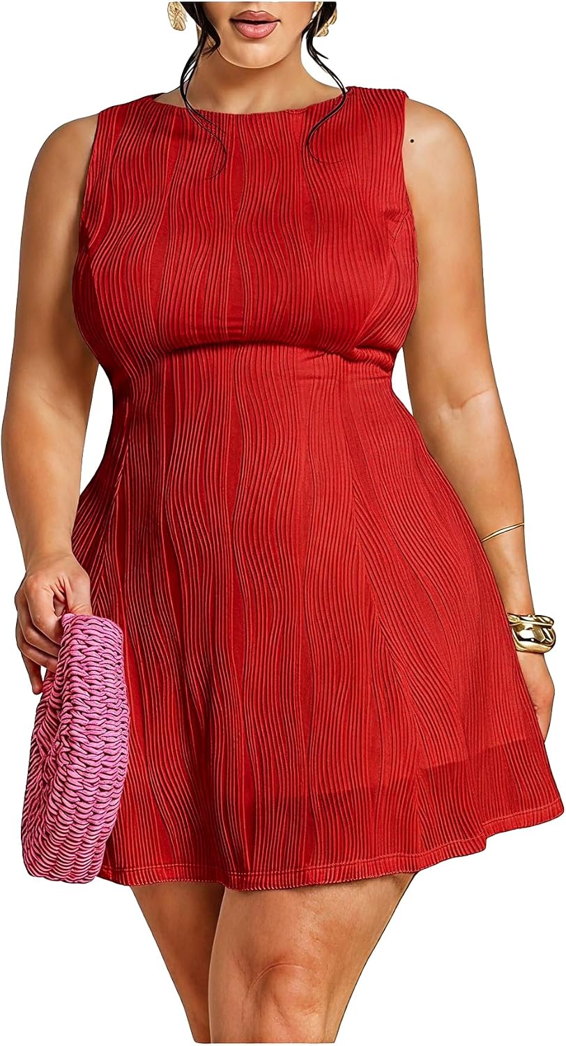 BEAUDRM Women's Plus Size Summer Wedding Guest Dress Mini Cocktail Dress | A Line, Ruffle, Graduation Dress, Prom Birthday Dress, Brunch Date Night Outfits