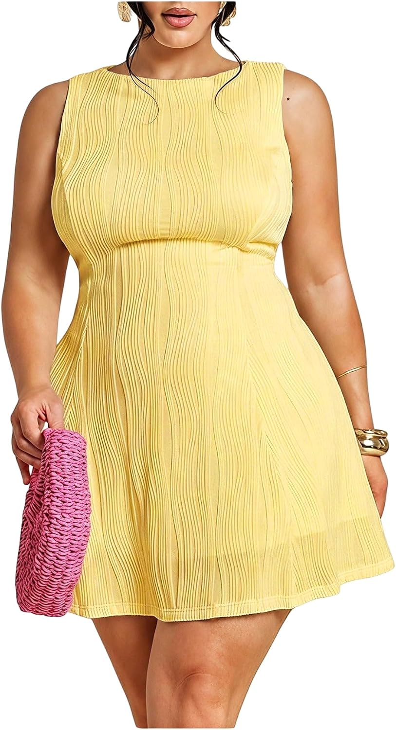 BEAUDRM Women's Plus Size Summer Wedding Guest Dress Mini Cocktail Dress | A Line, Ruffle, Graduation Dress, Prom Birthday Dress, Brunch Date Night Outfits