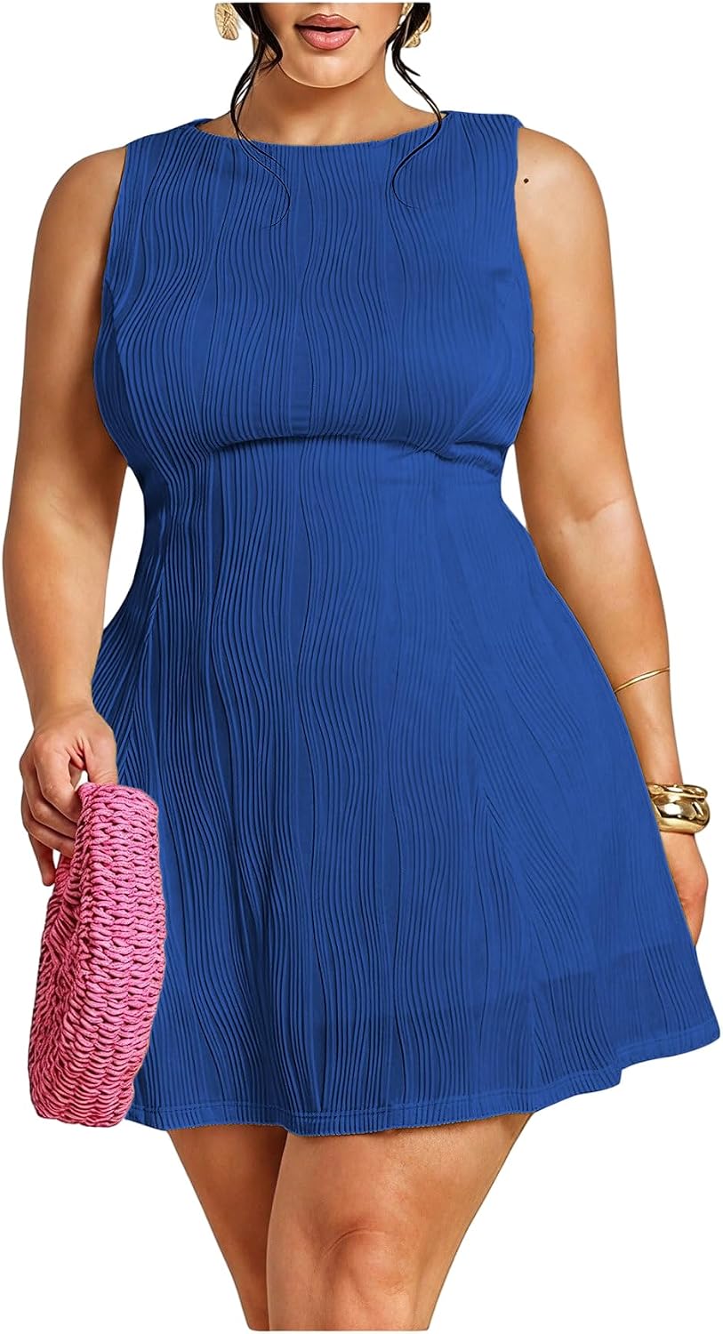 BEAUDRM Women's Plus Size Summer Wedding Guest Dress Mini Cocktail Dress | A Line, Ruffle, Graduation Dress, Prom Birthday Dress, Brunch Date Night Outfits