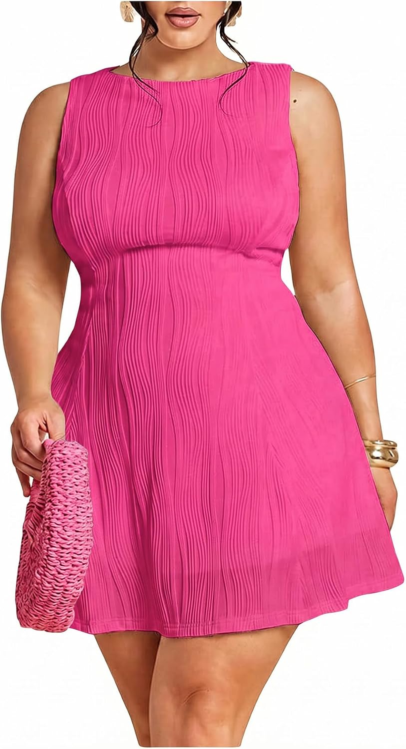 BEAUDRM Women's Plus Size Summer Wedding Guest Dress Mini Cocktail Dress | A Line, Ruffle, Graduation Dress, Prom Birthday Dress, Brunch Date Night Outfits