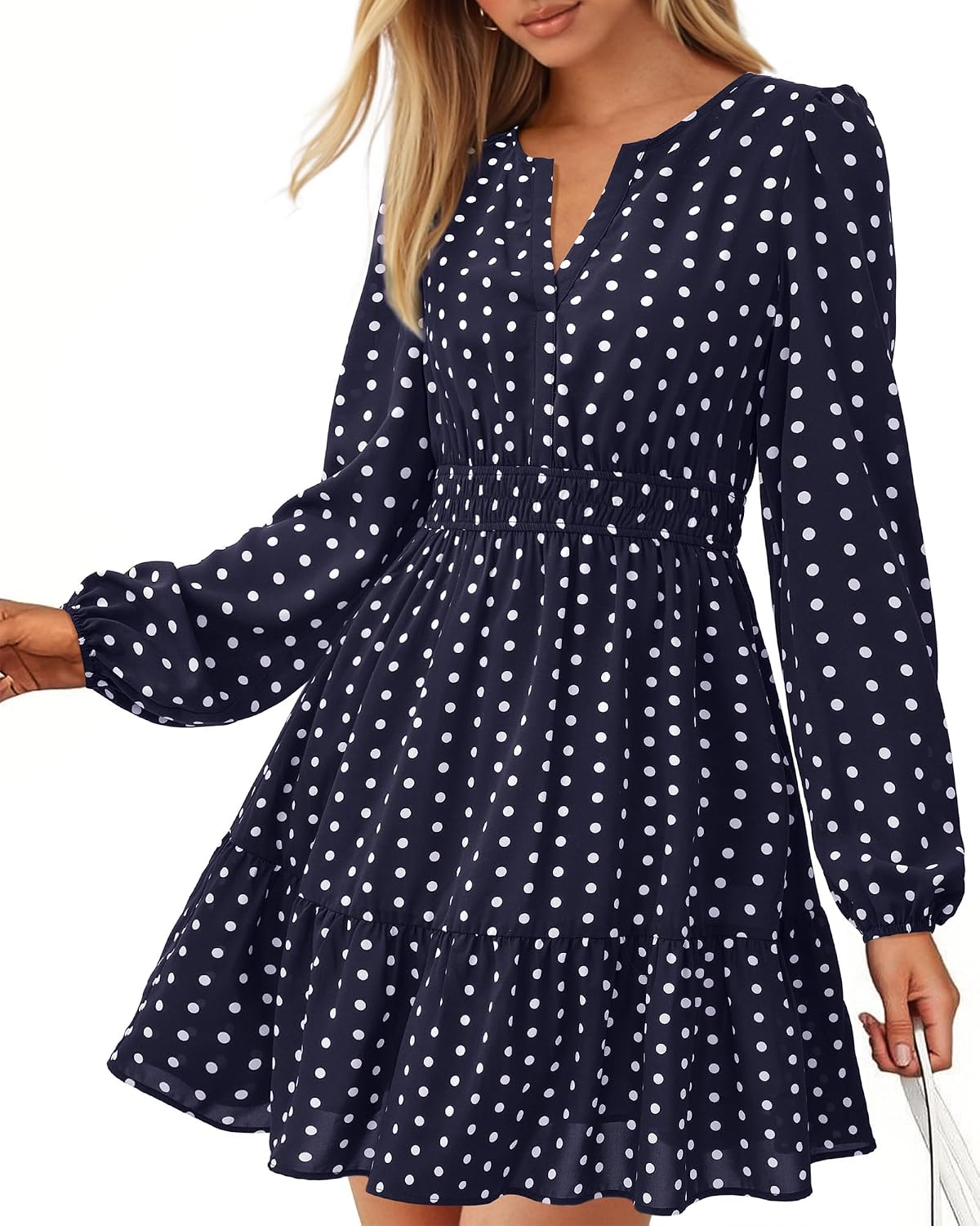 BTFBM Fall Dresses for Women 2026 Trendy Floral Long Sleeve Mini Dress | V Neck Elastic High Waist Knee Length A Line Flowy, Casual Dress Pockets, Holiday Party Vacation Cocktail Wedding Guest Dress