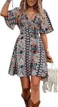 BEAUDRM Women's Western Boho Dress Cowgirl Country Mini Summer Flowy Dress | Vintage, Boho, Country Dress, Cowgirl Dresses, Concert Music Festival Outfits