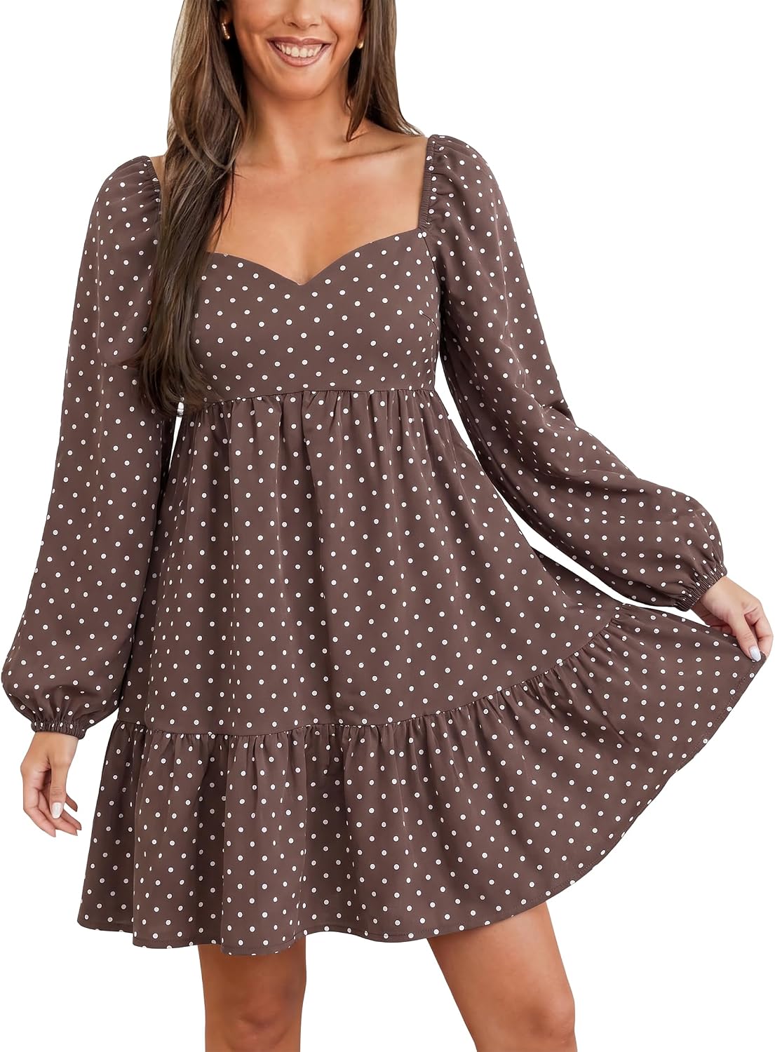 POTILI Denim Dress for Women Puff Short Sleeve Jean Denim Mini Dresses | Sweetheart Neck, Babydoll, A Line, Comfort, Cute, Casual, Western, Country Concert, Summer, Spring