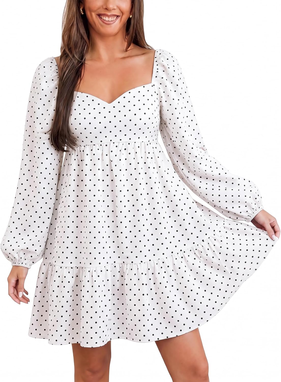 POTILI Denim Dress for Women Puff Short Sleeve Jean Denim Mini Dresses | Sweetheart Neck, Babydoll, A Line, Comfort, Cute, Casual, Western, Country Concert, Summer, Spring