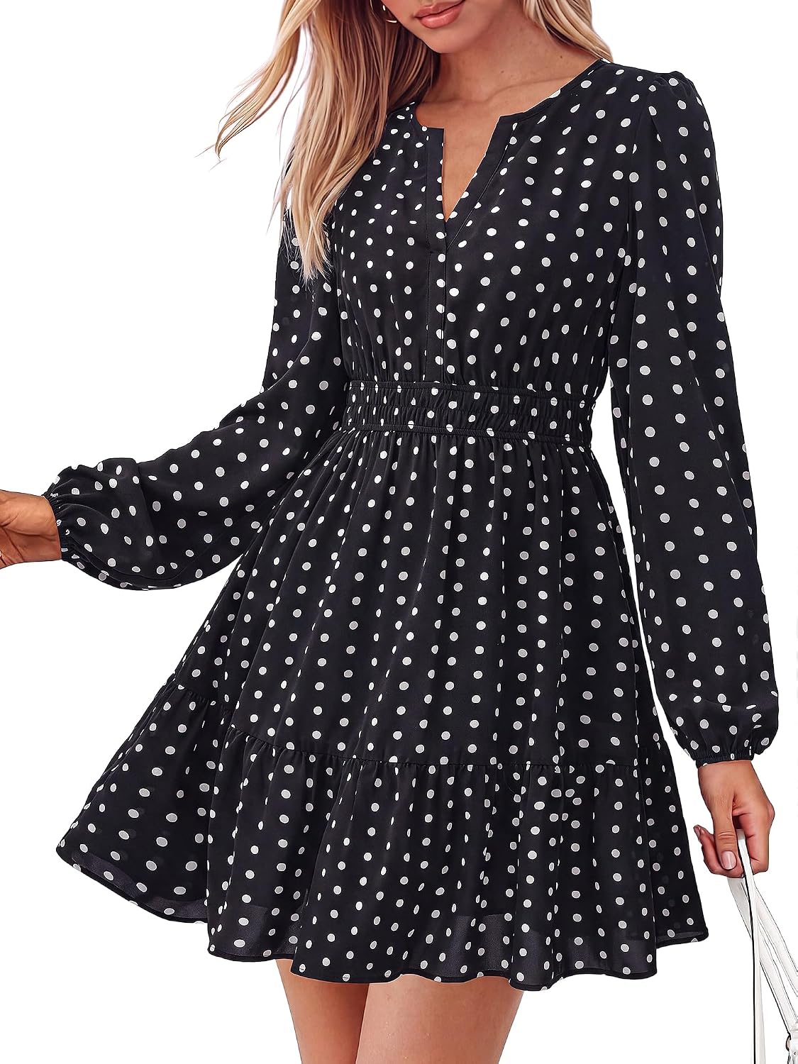 BTFBM Fall Dresses for Women 2026 Trendy Floral Long Sleeve Mini Dress | V Neck Elastic High Waist Knee Length A Line Flowy, Casual Dress Pockets, Holiday Party Vacation Cocktail Wedding Guest Dress